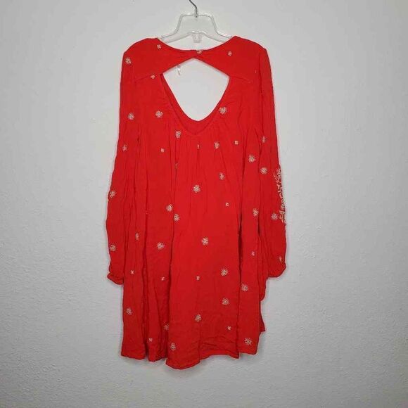 FREE PEOPLE sweet Tennessee Boho embroidered dress in red size S - Picture 2 of 15